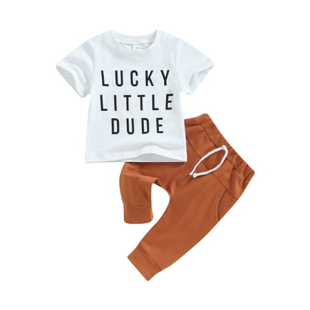 

Festive Toddler Boys Outfit Summer Letter Print T-shirt and Pants