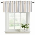 thumbnail image 2 of 2 Panels Beige Grey Stripe Valance for Windows, Modern Farmhouse Vertical Striped Light Filtering Kitchen Curtains, Rod Pocket Window Treatment Curtain Valances for Living Room Bedroom, 60"x18", 2 of 9