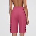 thumbnail image 3 of Women's Casual Bermuda Knee Length Pants Elastic Waist Loose Straight Leg Capri Pants with Pockets, 3 of 8
