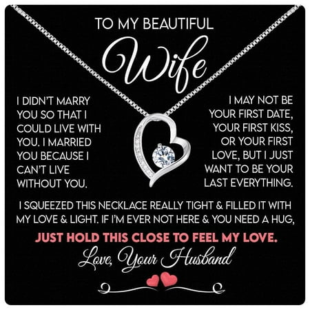 To My Wife Necklace From Husband With Heartfelt Message & Elegant Box - Soulmate Necklace For Women, Romantic Jewelry Her On Birthday, Anniversary #2119, White Forever Love Necklace