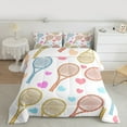 thumbnail image 2 of Homewish Colorful Tennis Racket Full Size Comforter Sets,Cartoon Heart Pattern Bedding Comforter Set,Girl Sport Bedding Sets For Kids,Breathable Home Decor Reversible,3pcs, 2 of 8