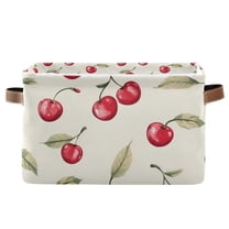 Yayeee Canvas Storage Basket with Handles for Shelves Fabric Bins Closet Organizer, Red Cherry