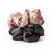 Kitsch Satin Pillow Scrunchies, Ponytail Holder, 2 Counts, Charcoal and Blush