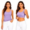 thumbnail image 2 of Delconic Womens Built in Bra Tank Top Padded Camisole Sleeveless Scoop Neck Base Layer Cami Innerwear Stretch Vest Shirt Purple S, 2 of 6