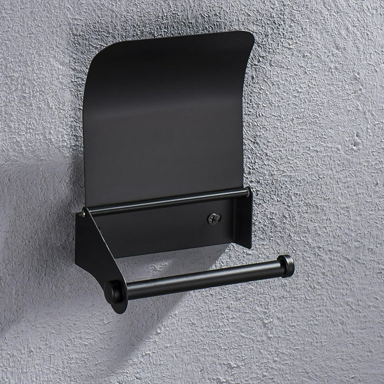 Matte Black Toilet Paper Holder, Lava Odoro Bathroom Toilet Roll Holder Wall Mount Stainless Steel Modern Square Style, 5.5 inch