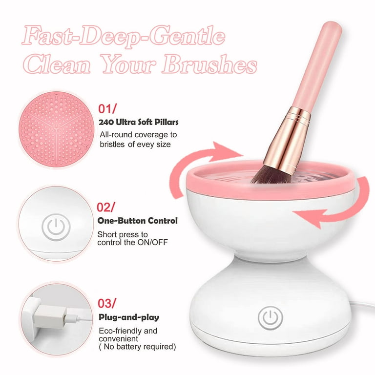 USB Power Electric Makeup Brush Cleaner Machine, Portable Automatic Spinner Brush  Cleaner Tools for All Size Makeup Brushes, Make Up Brush Cleaner