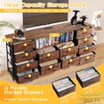thumbnail image 5 of Magic Union 12 Drawers TV Stand Dresser for 60/65/70 inch TV, 63" W Long Fabric Dresser with LED Lights & Power Outlets, Entertainment Center Industrial TV Console Table for Bedroom (Rustic Brown), 5 of 8