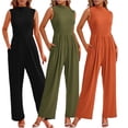 thumbnail image 4 of YTDSCS Womens Sleeveless Jumpsuits Summer One Piece Wide-Leg Pants Women's Solid Color Rompers with Pocket S-2XL, 4 of 8
