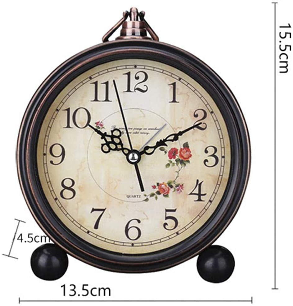 Desk Clocks Wood Table Clock Retro Non-Ticking Table Desk Clock Battery Operated with Sweep Quartz Movement HD Glass Decorative for Bedroom Living Room Kids Room Shelf Clocks Color : A 