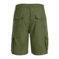 thumbnail image 6 of Resicozy Mens Cargo Shorts Lightweight Elastic Waist Knee Length Bermuda Shorts with Pockets Summer Short Cargo Pants Army Green L, 6 of 7