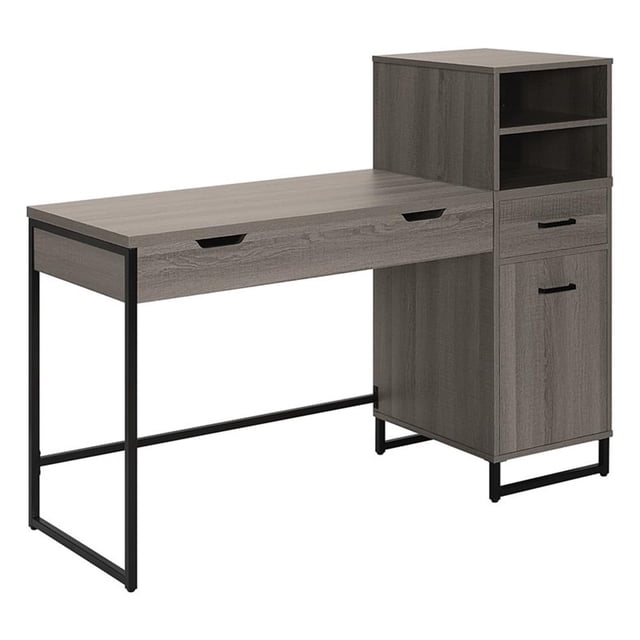 Pemberly Row Lane Worksmart Sit-To-Stand Desk in Farm Oak Engineered Wood