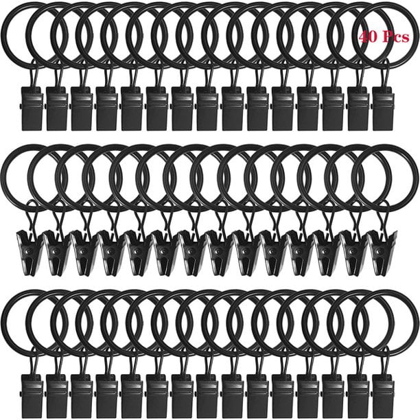 40 Pack 1in Window Curtain Ring with Clip Rustproof Vintage for