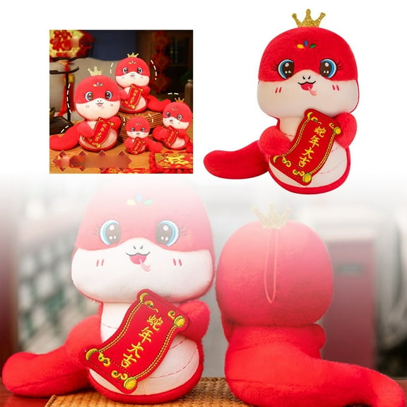 New Year Snake Stuffed Plush Mascot 2025 Chinese Zodiac Snake Souvenir Soft Animal Plush for Spring Festival Decoration (Large-Sized)