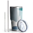 thumbnail image 2 of 30oz Blue and Grey Abstract Art Artwork Tumblers Stainless Steel Tumbler with Lid and Straw,Vacuum Insulated Double Wall Travel Tumbler Cups Mug with Cleaning Brush for Coffee,Tea, 2 of 7
