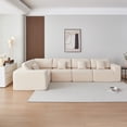 thumbnail image 3 of 108 × 108'' Modular Sectional Couch, Modern L-Shape Sectional Sofa, Comfy Lambswool Fabric Living Room Sofa, Free Combination L-Shape Sectional Floor Sofa Sleeper Sofa Bed ,Beige, 3 of 8