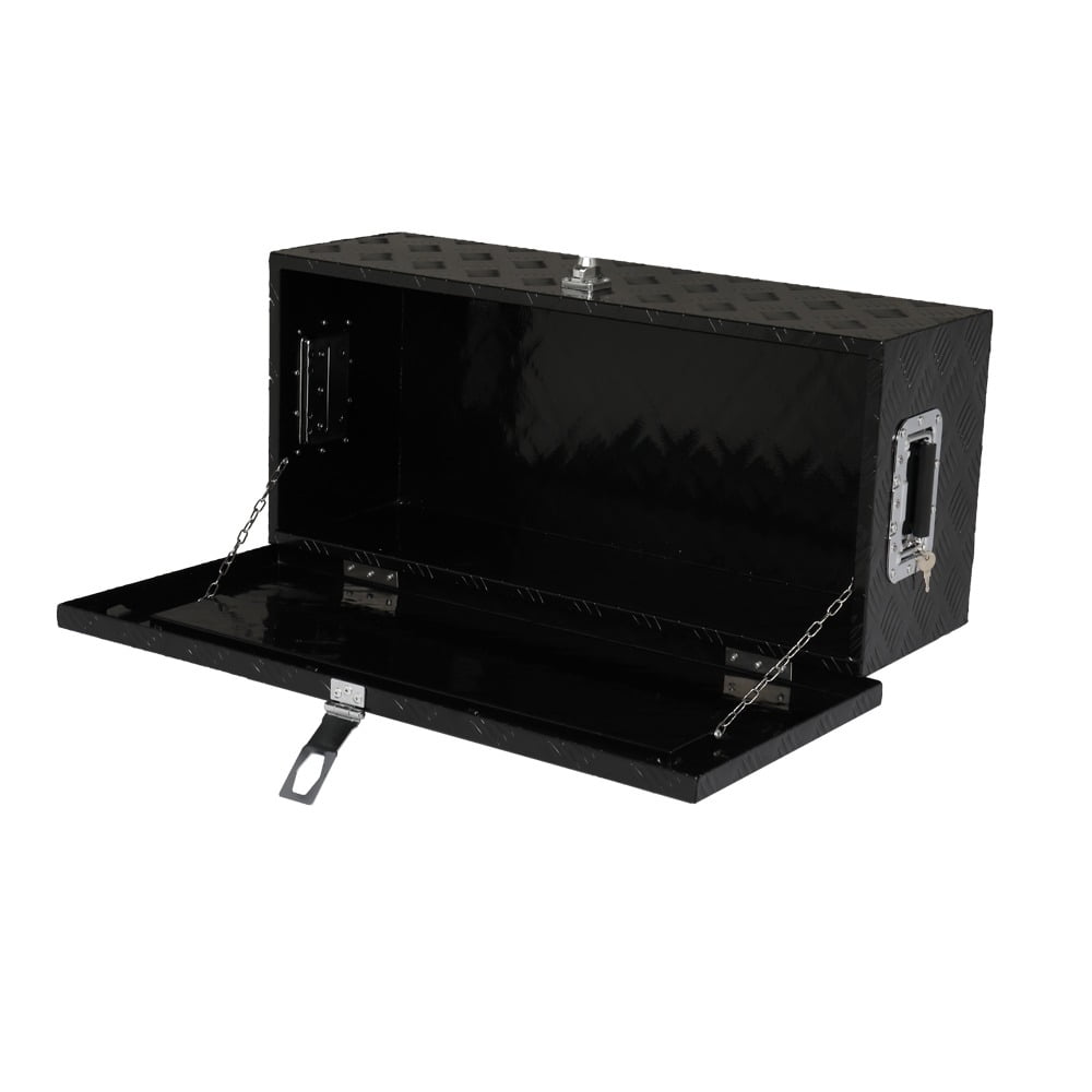 30" Heavy-Duty Aluminum Tool Box with Lock | Secure Storage Chest for Trucks, RVs, ATVs & Garage | Durable Black Powder Coated Finish