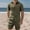 Army Green, variant on Mens Track Suits 2 Piece Set Embossed Texture Workout Suits Sets Solid Color Button Up Collared Short Sleeve Shirt Top Elastic Waist Beach Vacation Shorts with Pockets Summer Matching Sets