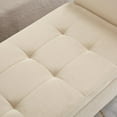 thumbnail image 5 of Storage Bench, Upholstered Bed Bench with Storage Box, 51" Velvet Tufted Ottoman Bench Wood Legs for End of Bed, Modern Entryway Bench with Safety Hinge for Living Room Bedroom, Beige, 5 of 13