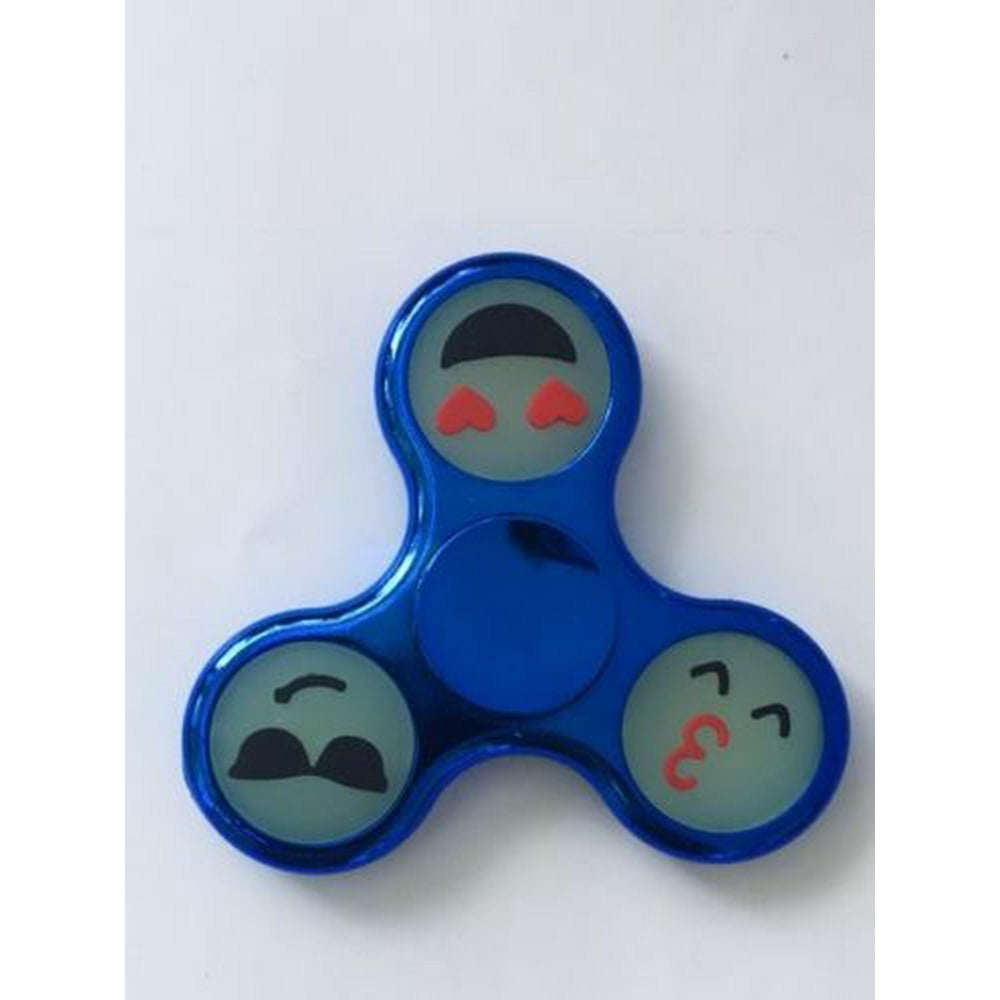 Tri Hand Spinner Fidget Spinners Blue Metallic Emoji limited Design Toy