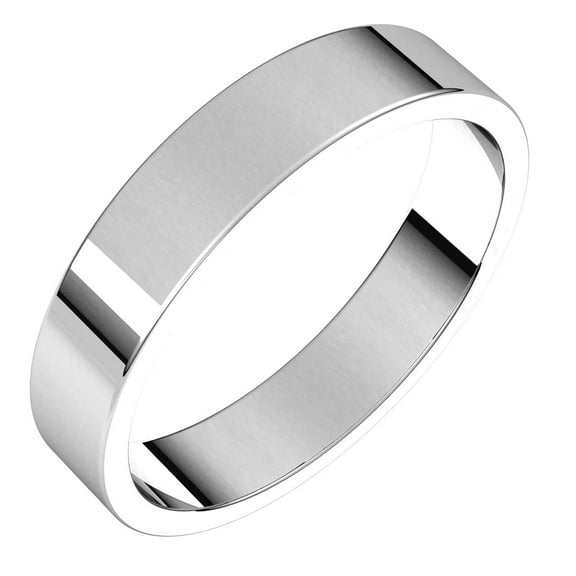 10k White Gold 4mm Flat Band Ring Size 10 Ring for Women and Men - 3.7 Grams