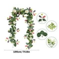 thumbnail image 3 of Luxcidy Artificial Eucalyptus Garland with Flowers, Fake Rose Flower Garland, Floral Vines Roses Eucalyptus Vine for Party Wedding Decor (Red), 3 of 6