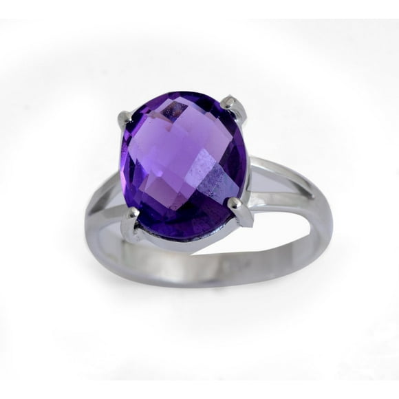 925 Sterling Silver Amethyst Gemstone Oval Shape Women Ring Christmas Gift , Engagement ,Ring