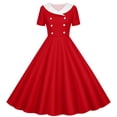 thumbnail image 2 of ITSAME Girls Summer Dress Short Sleeve Lapel Button Up A-Line Kids Fashion Tunic Princess Dress Red Size 5-6, 2 of 6