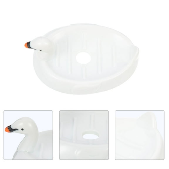 Raindrops Ceramic Soap Dish with Self-draining Hole for Bathroom Swan-shaped Design 1 Piece