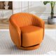 thumbnail image 5 of Silla de barril giratorio de terciopelo de 366 grados, sillón moderno de acento plisado con base resistente y cojín acolchado grueso, 5 of 5