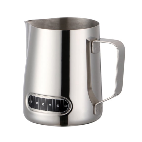 600ml Stainless Steel Milk Frothing Pitcher with Temperature Sensor Coffee Maker Steaming Jug Creamer Measuring Cup Coffee Craft Tools Accessories