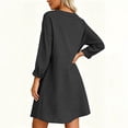 thumbnail image 7 of TEAJOPSUU Women's Midi Dresses Cotton Blend Loose Fit V Neck Button Placket Long Sleeve Dresses with Pockets Casual Solid Color Dresses Black, 7 of 7
