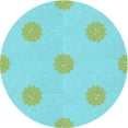 thumbnail image 1 of Ahgly Company Machine Washable Indoor Round Transitional Turquoise Green Area Rugs, 4' Round, 1 of 7
