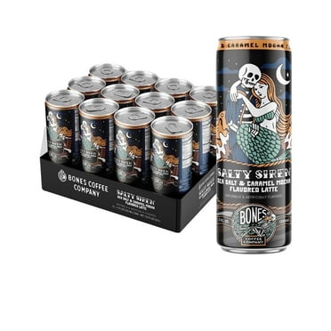 Bones Coffee Ready To Drink Coffee Can | 11 Fl Oz Salty Siren Latte 12-pack