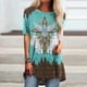 thumbnail image 2 of Blusa informal de manga corta con estampado de cuello redondo para mujer Fridja  ghk2074, 2 of 8
