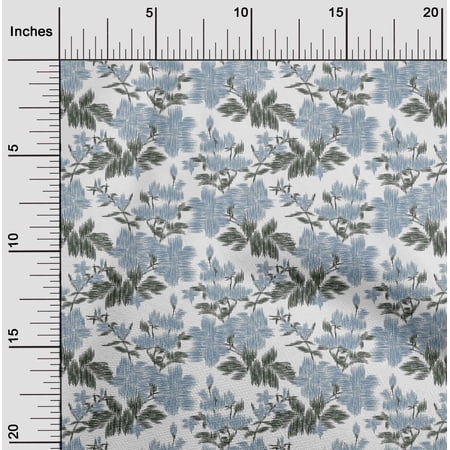 oneOone Cotton Flex Fabric Leaves & Floral Ikat Printed Fabric 1 Yard 40 Inch Wide