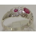 thumbnail image 3 of LBG 925 Sterling Silver Natural Ruby and Diamond Womens Band Ring - size 4.75, 3 of 6