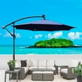 thumbnail image 2 of Royard Oaktree 10FT Patio Offset Umbrella w/Solar LED Lights Outdoor Cantilever Hanging Umbrella w/Crank & Cross Base UV Protection Sun Shade for Market Garden Lawn Deck Backyard Pool,Navy Blue, 2 of 7
