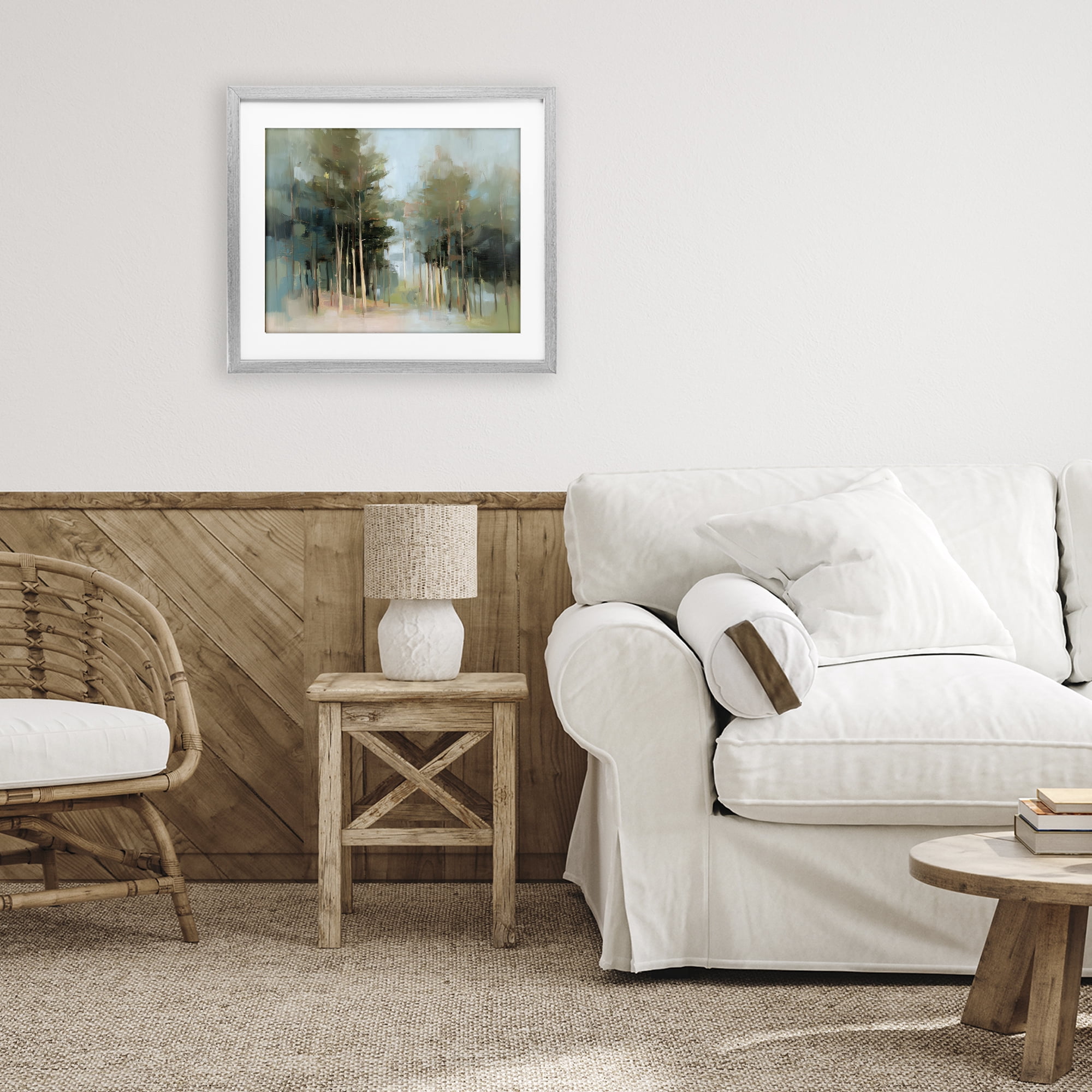 Stupell Industries The Grove Impressionist Forest Gray Framed Print Under Glass, design by Kim Curinga
