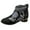 Black, variant on jsaierl Women Boots Retro Embroidered Rhinestone Thick Heel Shoes Boots Plus Size Boots