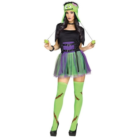Frankie Baby Adult Costume-S/M Womens Frankenstein Monster Dress Hood Tights