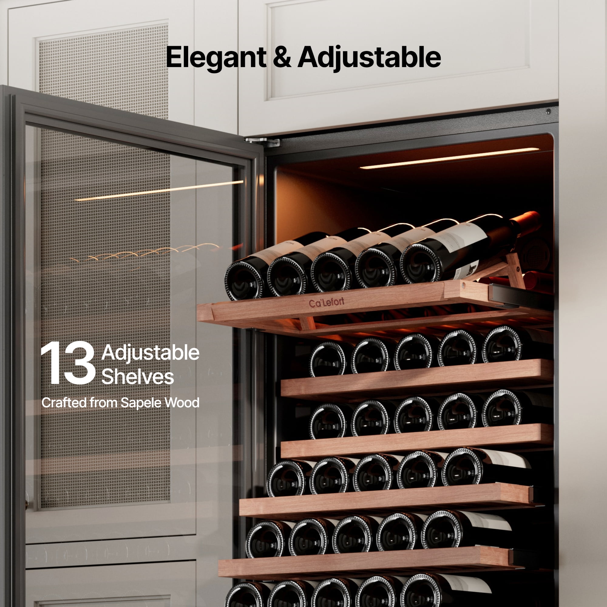 Ca'Lefort Wine Refrigerator, 24 inch 155 Bottle Dual Zone Fridge with Inverter Compressor Freestanding/Built-In Wine Cooler for Home, Bar & Office