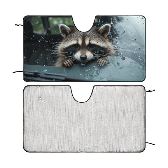 Funny Raccoon Front Windshield Sun Shade,Auto Sunshade for Car Truck SUV - Blocks UV Rays Sun Visor Protector 51"x28"