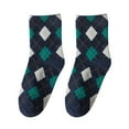 thumbnail image 2 of LYXSSBYX Fuzzy Socks for Women Women Fashion Argyle Pattern Print England Style Cotton Middle Tube Socks, 2 of 3