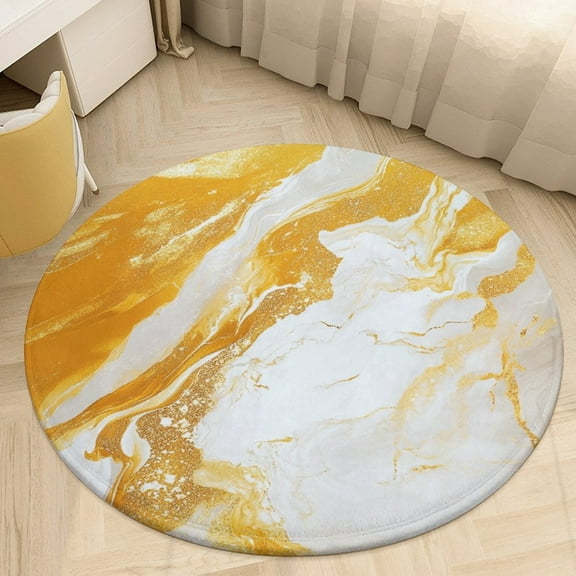 Colorful Marble Round Area Rugs for Bedroom Living Room, 4FT Soft Indoor Circle Carpets, Carpet Home Decor Floor Mat