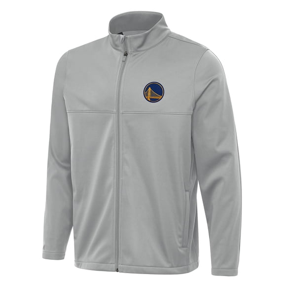 Men's Antigua Gray Golden State Warriors Links 2 Full-Zip Golf Jacket