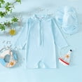 thumbnail image 2 of TOWED22 Baby/Toddler Swimsuit UPF 50+ Sun Protection One Piece Zipper Bathing Suit with Hat Infant Beach Swimwear Blue,0-3 M, 2 of 4