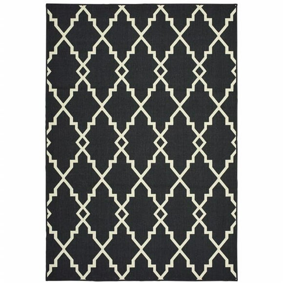 4 x 6 ft. Black & Ivory Trellis Indoor & Outdoor Area Rug