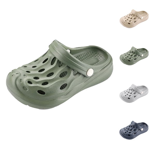 GPOECD Kids Clogs Lightweight On Sandals with Ventilated Upper and Cartoon Design for Comfortable Outdoor Beach Footwear for Little Boys Slippers 9-16Y Green,13-14.5 Years