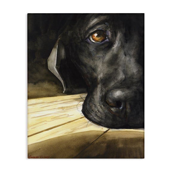 Stupell Industries Eclectic Labrador Resting Pet Dog Portrait Brown Black Canvas Art, 16 x 20, by George Dyachenko