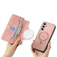 thumbnail image 2 of For Samsung Galaxy A25 5G Case with RFID Blocking Card Holder for Women Men,Compatible with MagSafe,Detachable Wallet 2 in 1 PU Leather Magnetic Snap Flip Kickstand Zipper Pouch Phone Case,Pink, 2 of 11